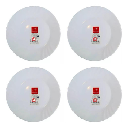  Set X4 Platos Para Postre Opal Vidrio Blanco Templado 20 Cm