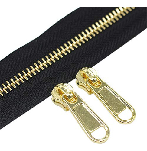 #5 Metal Zippers By The Yard Bulk 4 Yards + 10 Pcs Slid...