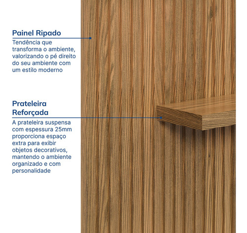 Rack Com Painel Para Tv Até 75 Polegadas 180cm Cronos
