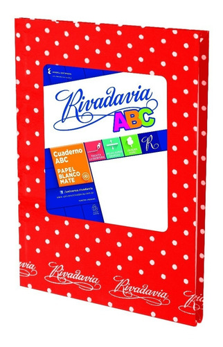 Cuaderno Rivadavia Abc Tapa Dura X98 Hjs Rayado Lunares Rojo