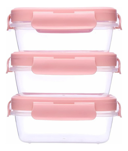 Kit 3 Potinhos Herméticos Com Trava 100ml Rosa Buba 18059