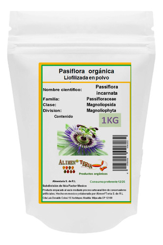 Pasiflora En Polvo 1kg Orgánica