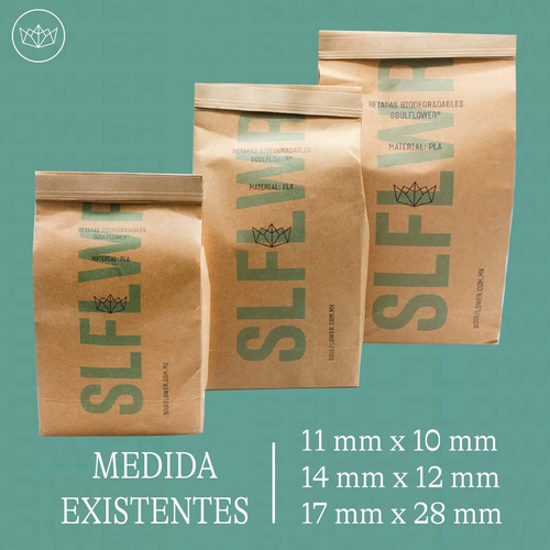Retapas Biodegradables Para Tinta Soulflower 500 Pzas 17 Mm