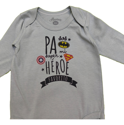 Body Día Del Padre Bebé Algodón Regalo Papá Sorpresa Gris 3 Meses Papá Heroe