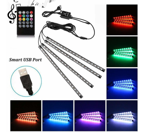 Uniwit - Tira De Luz Led Para Coche, 4 Unidades, Multicolor 