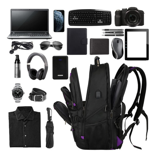 Mochila De Viaje De 18.4 Pulgadas Para Hombres Y Mujeres, 55-60l Extragrande Para Portátil Rfid Antirrobo, Aprobada Por La Tsa, Resistente Al Agua, Universidad, Escuela, Resistente, Con Puerto De