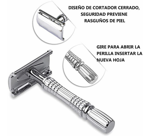 Imagen 4 de 6 de Maquinilla De Afeitar Acero Inoxidable Doble Filo