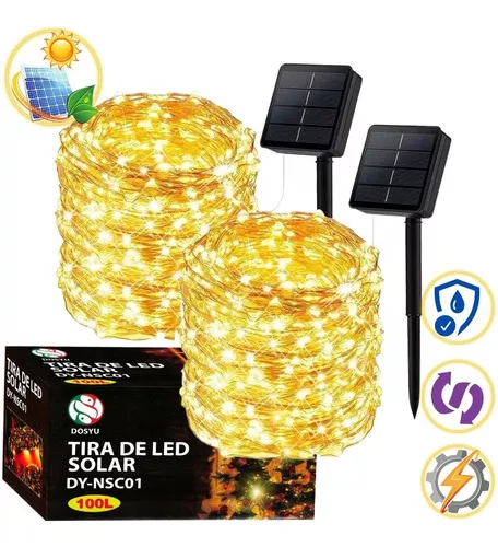 Tira LED solar Dalia 200 lm blanco cálido 3m