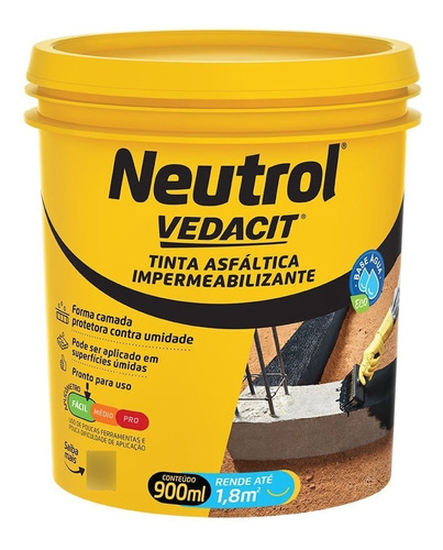 Neutrol Acqua 900ml Vedacit Otto Baumgart - Kit C/3 