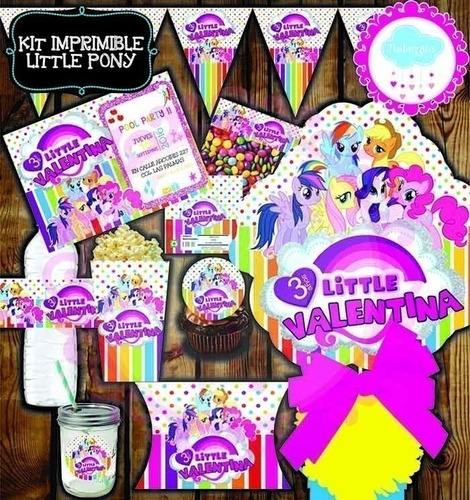 Kit Imprimible Editable Cumpleaños My Little Pony