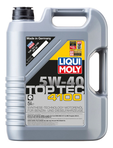 Toptec 5w40 Aceite Sintetico Motores A Gasolina/disel/gas 5l