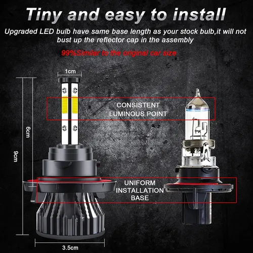 Kit Faros Led H13 4 Lados, 6000 K, Blanco, Luces Bajas