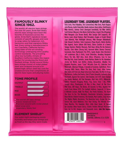 Imagem 3 de 5 de Encordoamento Baixo 5 Cordas Ernie Ball Super Slinky 2824