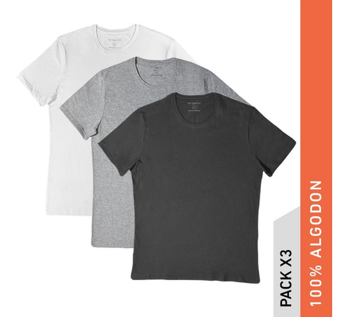 Imagen 5 de 10 de Remera Hombre Algodón Lisa Briganti Pack X 3 Moda Hxim09525