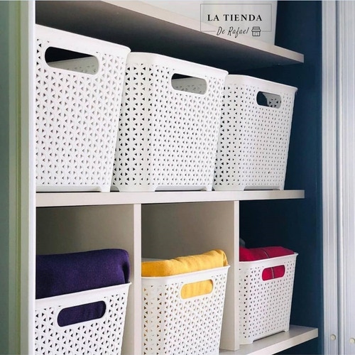 Canastos Organizador Plastico Apilable Rattan Chico Pack X 2 Colombraro