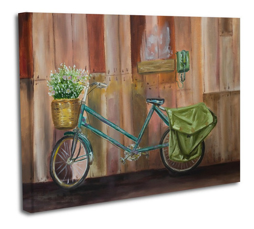 Cuadro Lienzo Canvas 80x120cm Pintura Bicicleta Colores Oleo