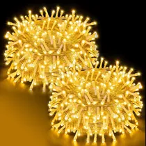 Comprar 2pcs Serie Navideña Luces 10metros 100Led 8 Modos de Iluminación ，Color de las luces Blanco cálido,Enchufe de Extremo a Extremo para Interior, Navidad, Fiesta, Patio