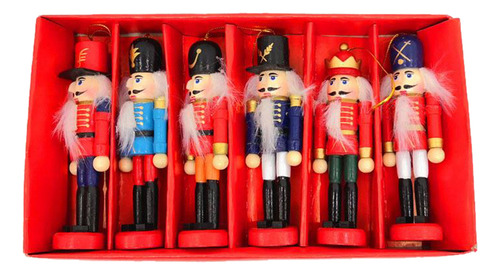 6pcs Conjunto De Adornos De Cascanueces Navideños De