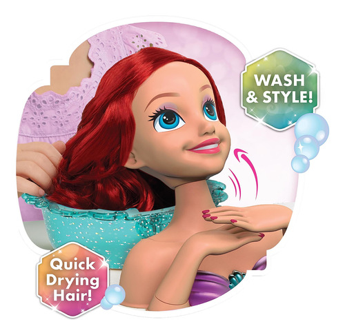 Cabezal De Peluquería Just Play, Princesa Ariel De Disney, 2