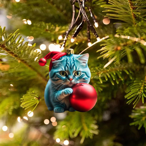 3 Decoración Navideña De Gato, Figura De Gato 2023, Estilo
