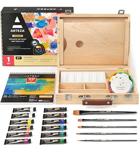 Arteza Kit De Pintura Gouache, Juego De Arte De 21 Piezas,