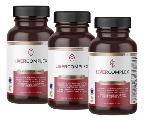 Suplemento en cápsula Swiss Nature Labs  Linea Wellness / Liver Complex Liver Complex l-cisteína en frasco de 70g 60 un pack x 3 u