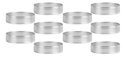 10 Anillos De Acero Inoxidable Perforados Para Tartas, Tarta