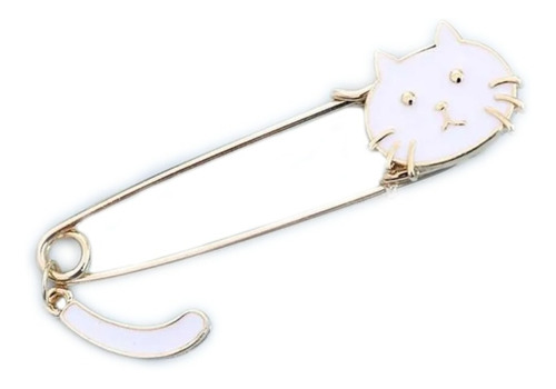Pin Metálico Gato Blanco Kawaii Dorado Elegante