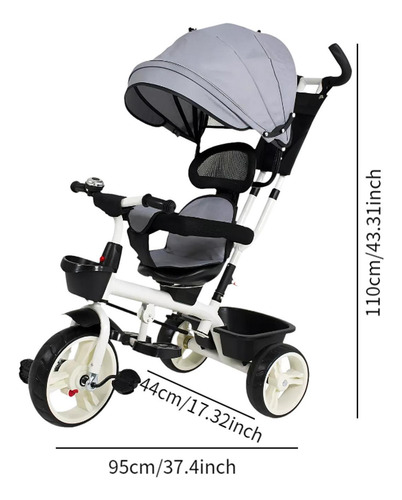 Triciclo Para Bebé Con Asiento Giratorio Carriola Ajustable