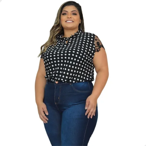 Blusa de poa com calca jeans 2025