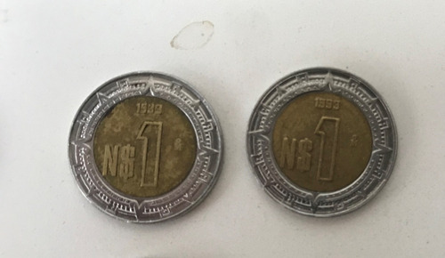 Moneda México 1 Peso Año 1992 - Bimetálica 