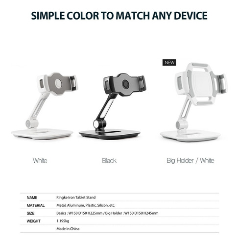Imagen 5 de 9 de Soporte iPad Tablet Celu Iron Ringke Giratorio 360° Premium