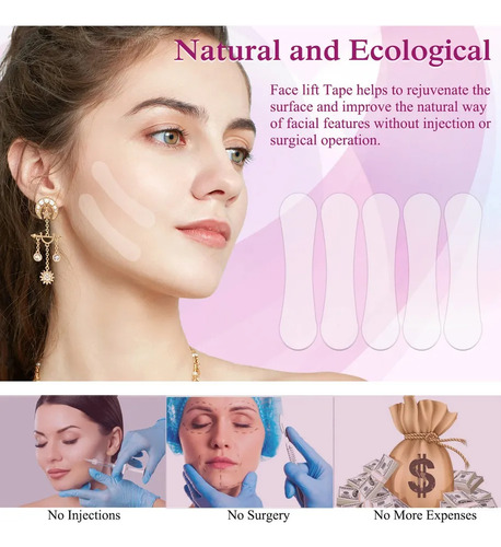 . Cinta De Estiramiento Facial, Cinta Facial Invisible Como