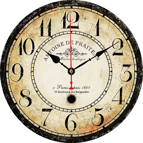 Reloj De Pared Retro De 12 Pulgadas, Reloj De Cocina De Made