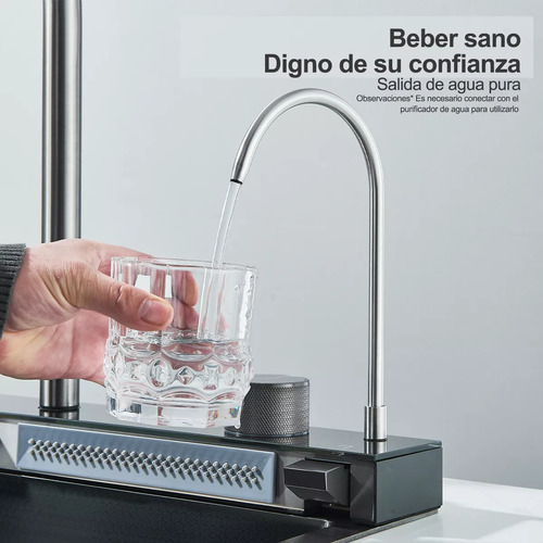 Combo Lavaplato Empotrado Cascada 80x45x22cm Pantalla Led