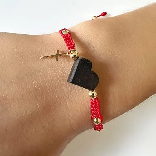 Leslie Boules Pulsera Azabache De Corazón Genuino De Hilo Ro