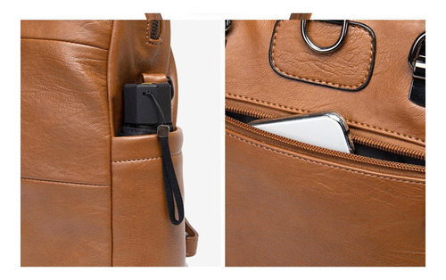 Mochila Antirrobo Impermeable De Cuero Genuino Para Mujer