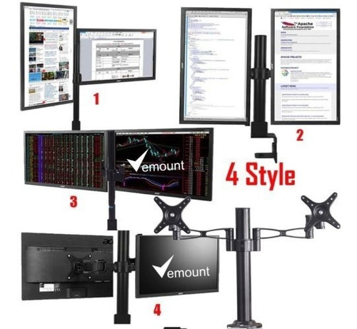 Brazo Dual Monitor Stand Montaje Escritorio Doble Lcd Led Or