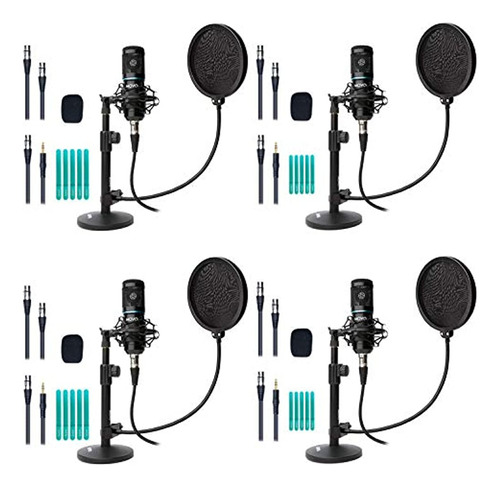 Paquete De 4 Micrófonos Xlr Universales Para Podcast De Movo