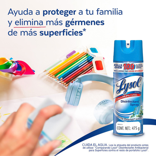 Lysol Aerosol Desinfectante Superficies Waterfall 475g