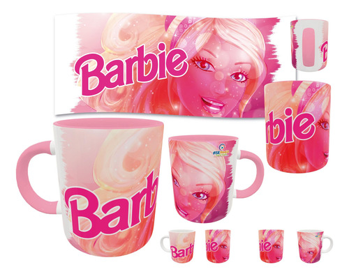 Taza Personalizadas Con Nombre Cerámica 325 Ml 11oz Premium Rosa Barbie 03