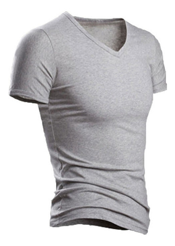 Camiseta E Para Hombre, Color Casual, Moda, Delgada, Cuello