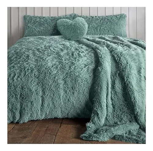 comprar 2 Fundas De Almohada Peluche Corto 50cmx70cm Verde Cemento