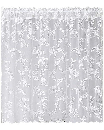 Baiht Home Rod Pocket Lace Sheer Cortina White Mesh Room Di