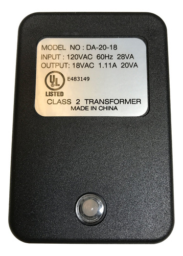 Transformador Reiniciable 18vac 1,11 Amp Clase 2, 20 Va, 2 R