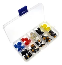 Comprar Caja Con 25 Botones Pulsadores 12x12mm + Tapas De Colores