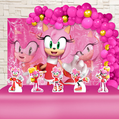 Kit Decoração De Festa Infantil Amy Rose Sonic Rosa G