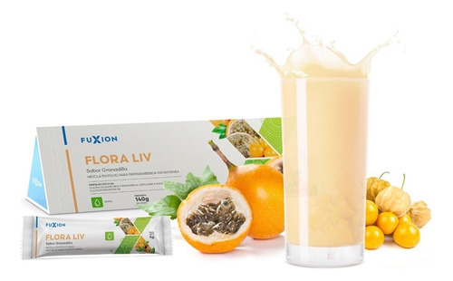 Suplemento en polvo FuXion  Flora Liv sabor granadilla en stick de 140g 28 un