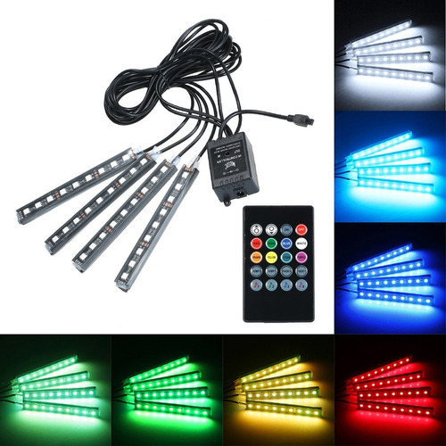 Tira De Luz Led Rgb Para Interior Del Carro 4 En 1 + Control