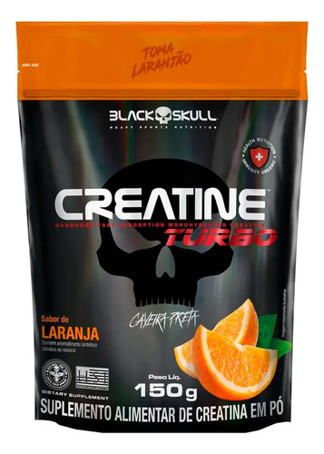 Creatina Turbo Refil - 150g - Caveira Preta / Black Skull Sabor Laranja